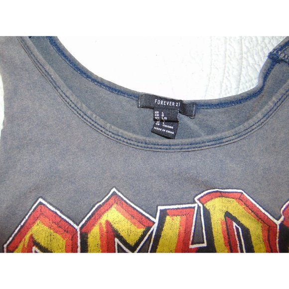 Forever 21*ACDC For Those About to Rock UK Tour 1982*Tank Top*  L Gray - Picture 7 of 8